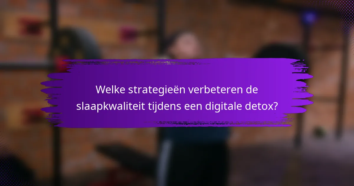 Welke strategieën verbeteren de slaapkwaliteit tijdens een digitale detox?